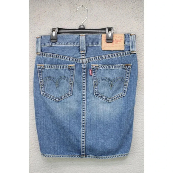 Levi's Type 1 Western Blue Denim Skirt-Size Small-Pockets-Front Slit - Picture 7 of 9